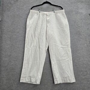 VINTAGE GAP Factory Store Women Pants 12 White Linen Button 24" Inseam